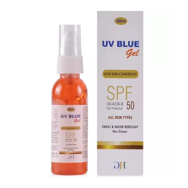 UV Blue SPF 50 Sun Protection Sunscreen | Non Greasy, Sweat & Water Resistant Gel